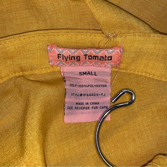 Flying Tomato‎ Jumpsuit Women's Size Small Mustard Yellow Wide Leg Sleeveless - Picture 7 of 7